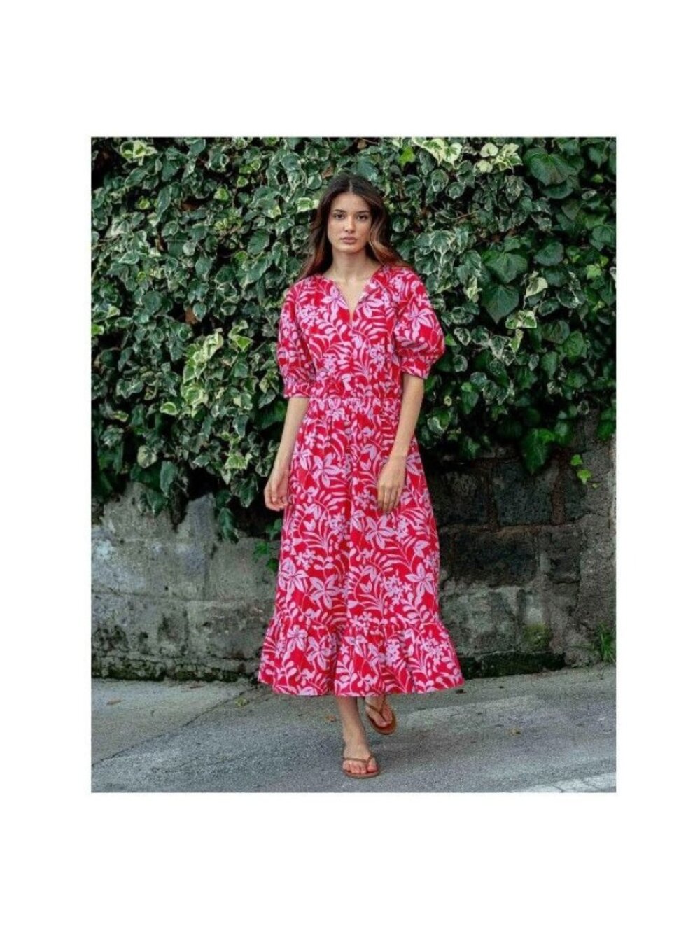 MerSea Hedy Midi Dress in Red Floral Size Large